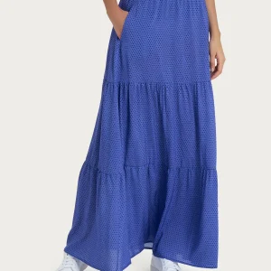 Gonna lunga e hexagon pattern in Ecoseta - Fant. Dazzling Blue