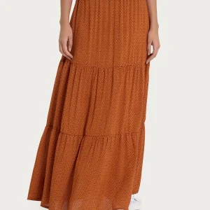 Gonna lunga e hexagon pattern in Ecoseta - Fant. Red Ochre