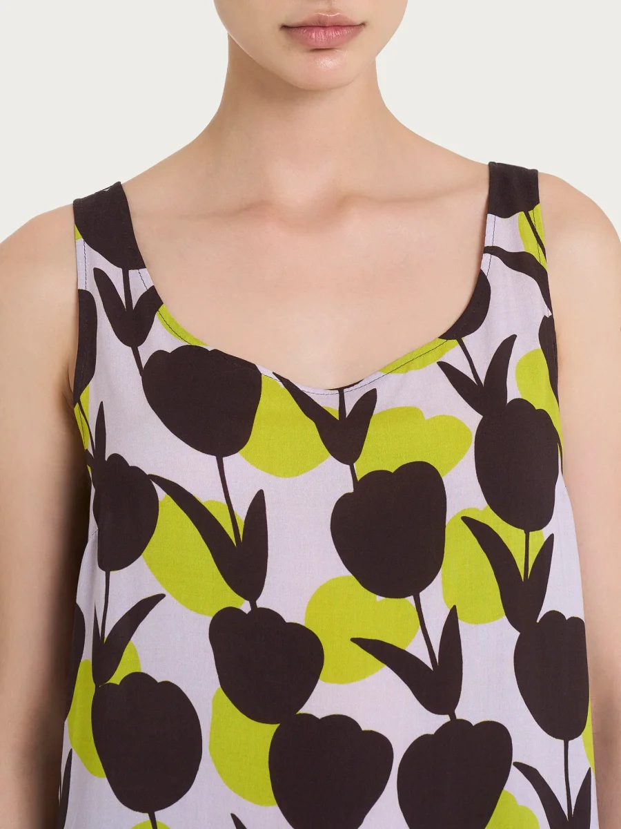 Top smanicato con macro tulips pattern in Ecoseta - Fant. Grenoble Green - immagine 4