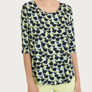 Maglietta girocollo con tulips pattern in Viscosa Summer - Fant. Shadow Lime