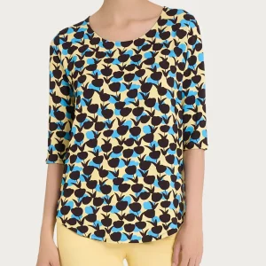 Maglietta girocollo con tulips pattern in Viscosa Summer - Fant. Pale Banana