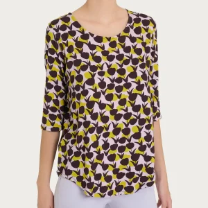 Maglietta girocollo con tulips pattern in Viscosa Summer - Fant. Grenoble Green