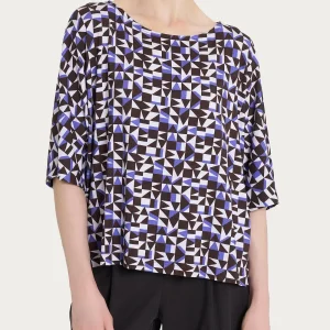 Maglia girocollo con geometric pattern in Viscosa Summer - Fant. Thistle