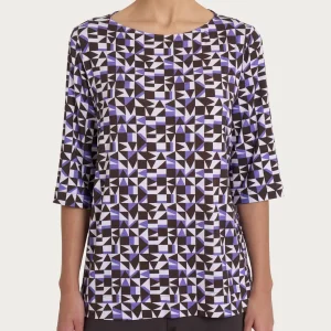 Maglia con scollo a barchetta e geometric pattern in Viscosa Summer - Fant. Thistle