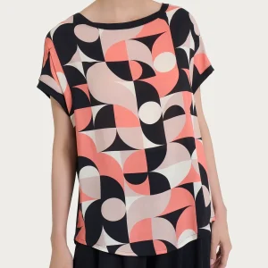 Maglietta con geometric pattern in Misto Viscosa - Fant. Warm Taupe