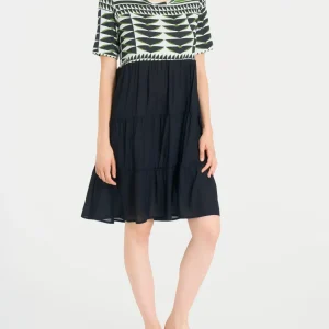 Vestito svasato a balze in misto viscosa - Fant. Artichoke Green