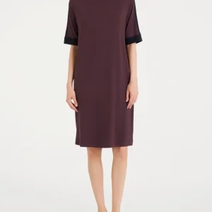 Abito girocolllo tinta unita in Viscosa Summer - Fant. Chicory Coffee