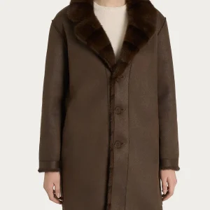 Cappotto con revers double-face in Vegan Fur - Fant. Chocolate Torte