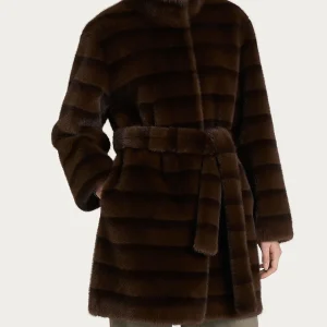 Cappotto con cintura double-face in Vegan Fur - Fant. Chocolate Torte