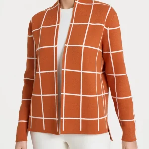 Cardigan aperto con fantasia check in Super Soft - Fant. Rust