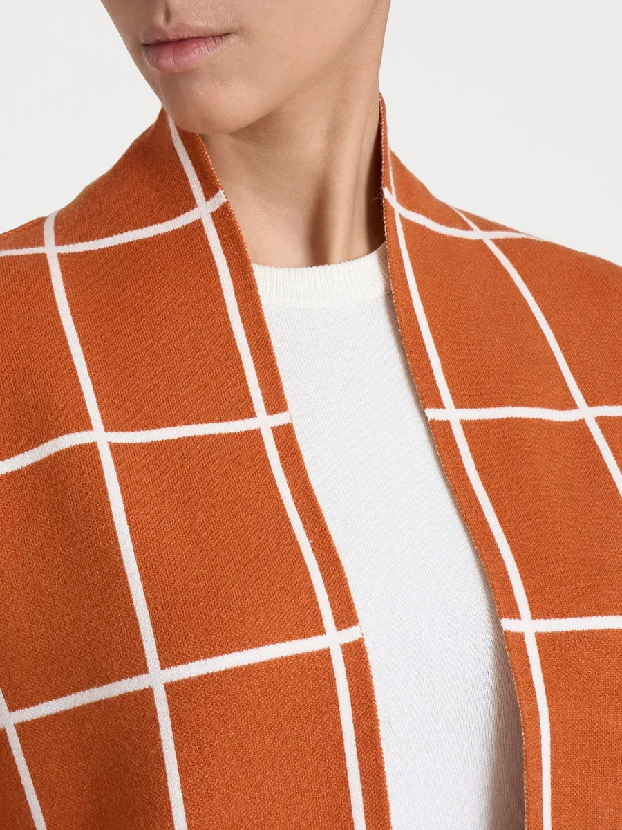 Cardigan aperto con fantasia check in Super Soft - Fant. Rust - immagine 5