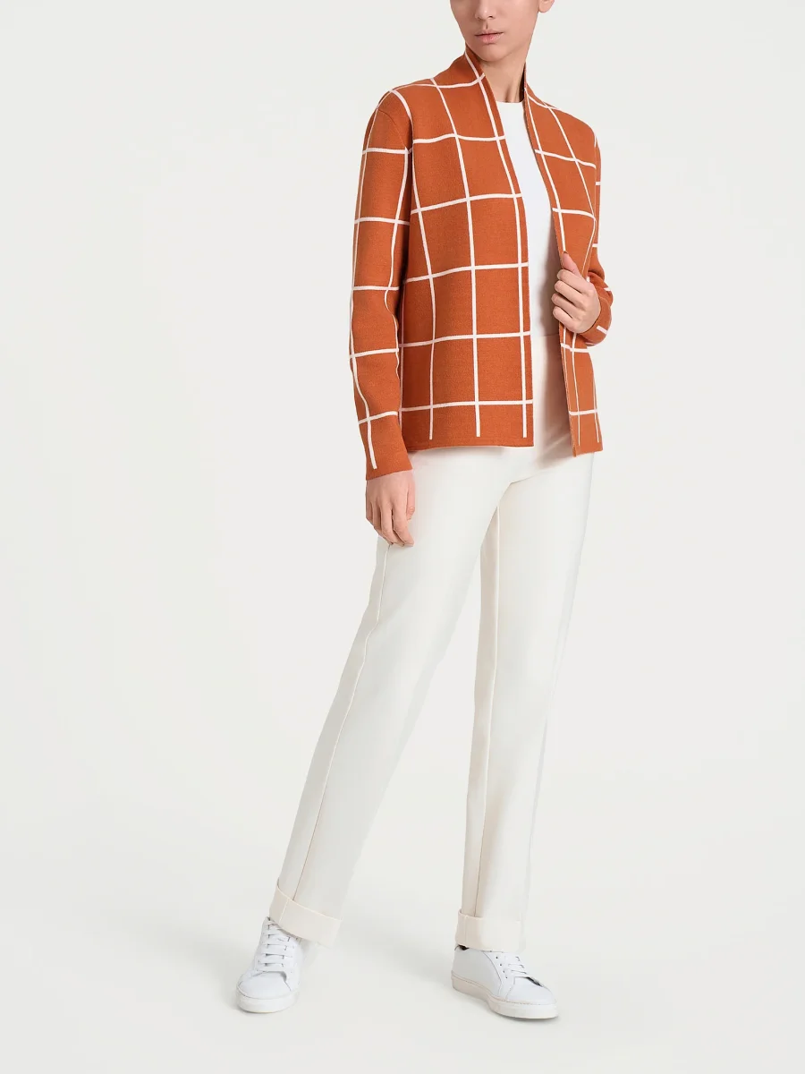 Cardigan aperto con fantasia check in Super Soft - Fant. Rust - immagine 6