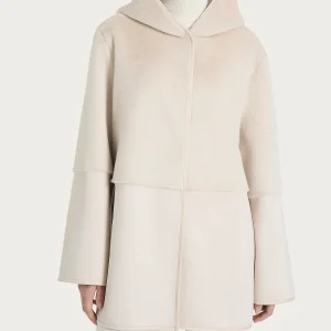 Giacca con cappuccio double-face in Vegan Shearling  - Champignon