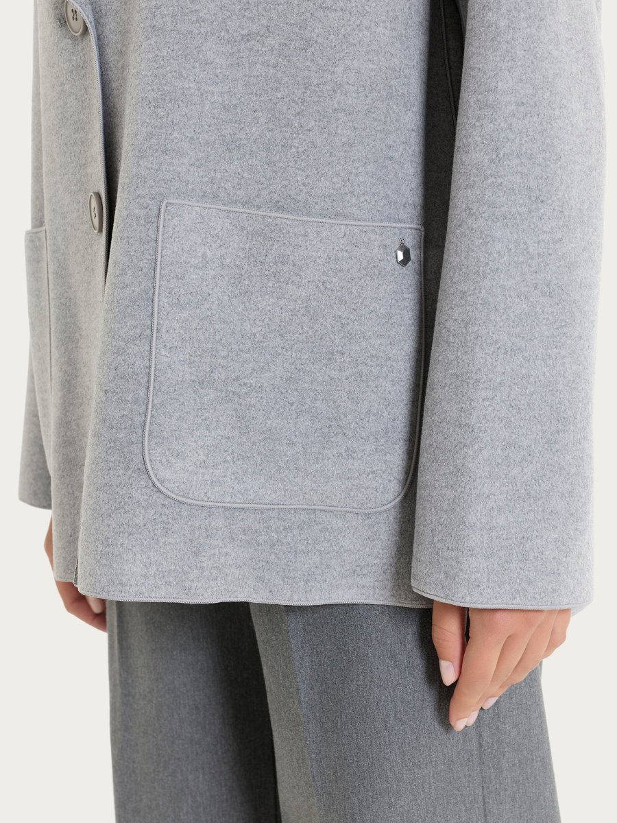 Cappotto caban in Vegan Wool - Grigio Mel. - immagine 4