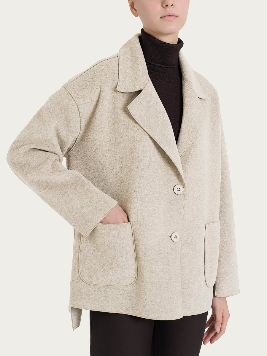 Cappotto caban in Vegan Wool - CHAMPIGNON MEL.