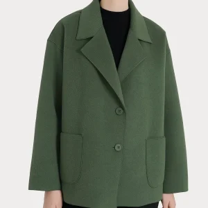 Cappotto caban in Vegan Wool - Bronze Green