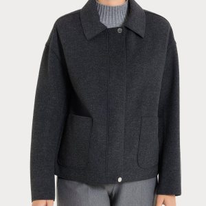 Giacca con collo camicia in Vegan Wool - Oscuro Mel.