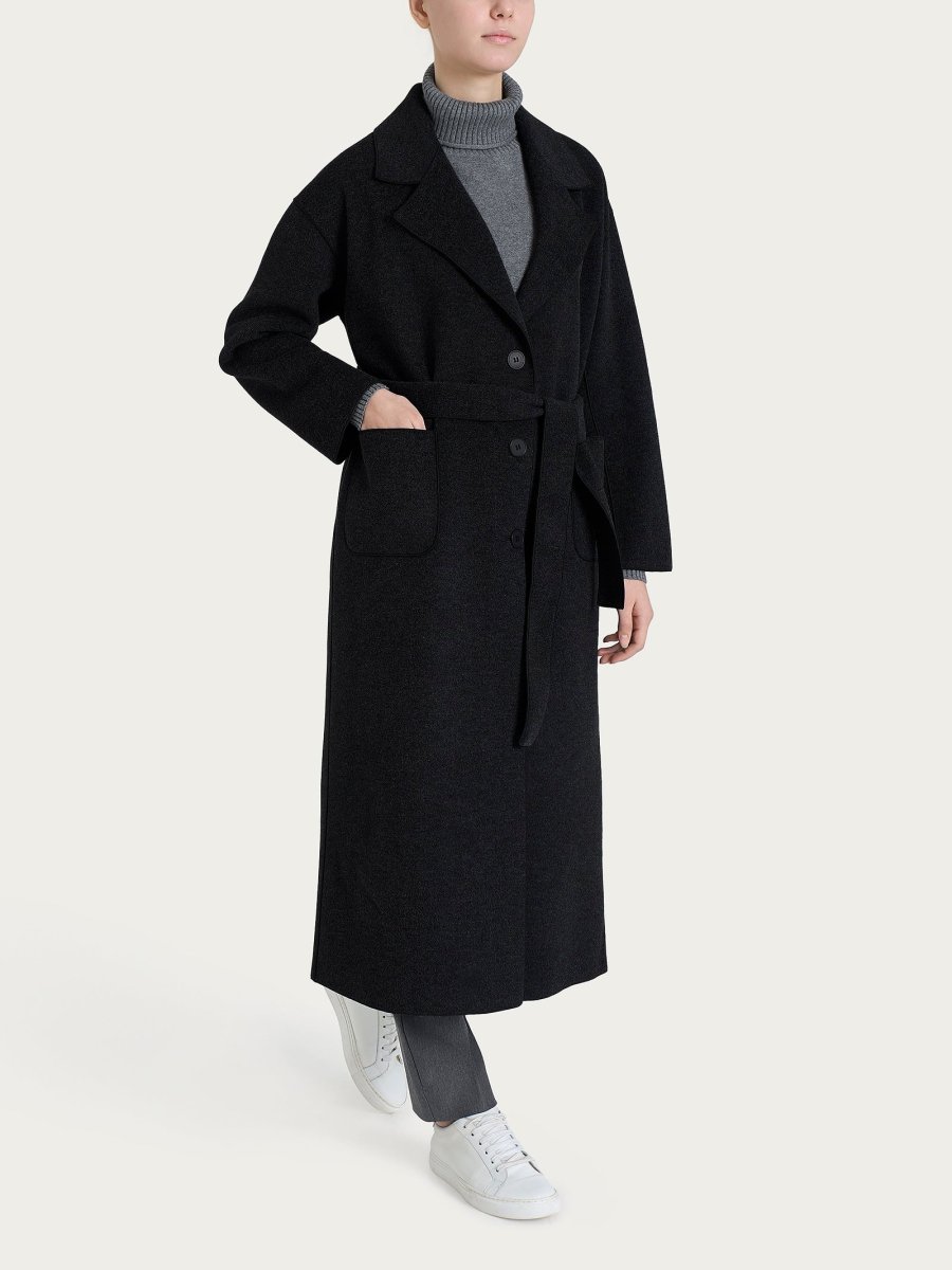 Cappotto lungo in Vegan Wool - Nero - immagine 2