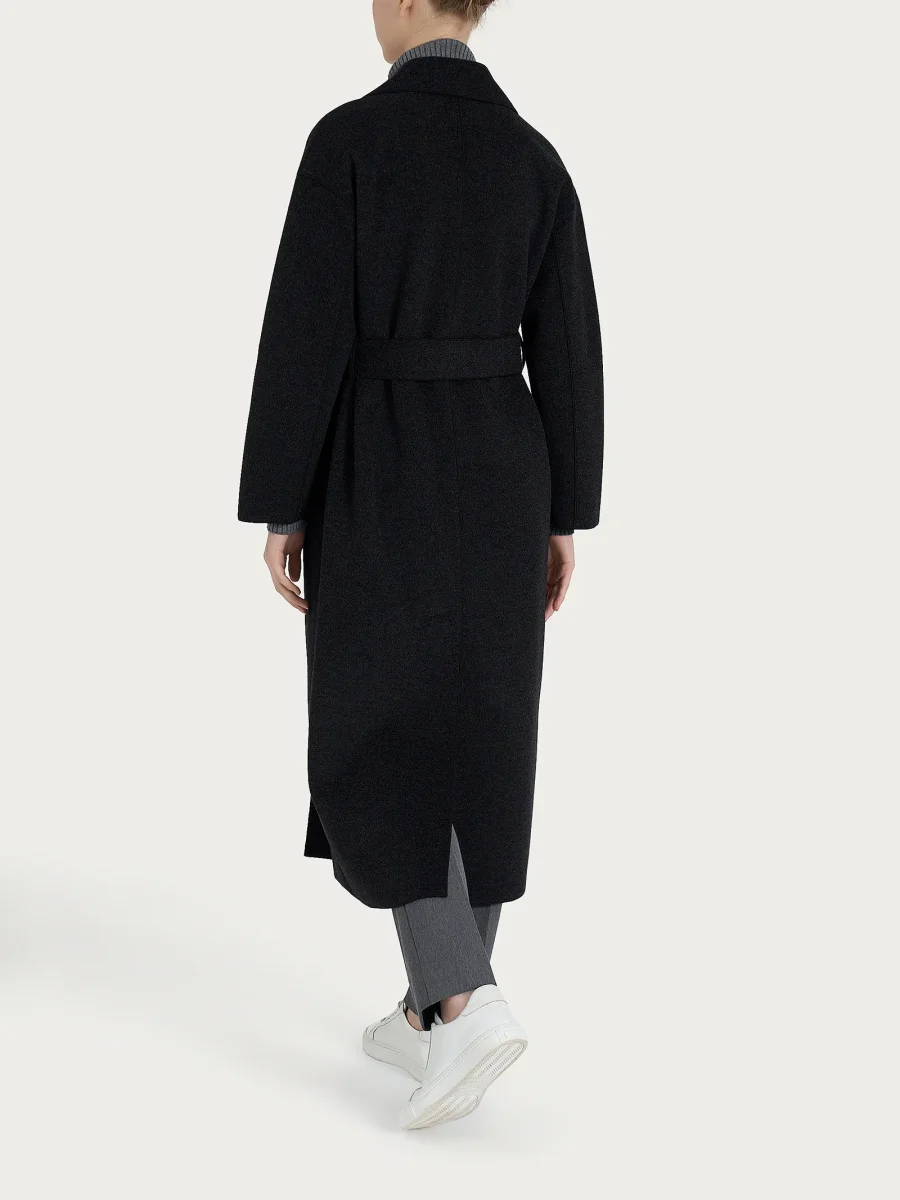 Cappotto lungo in Vegan Wool - Nero - immagine 3