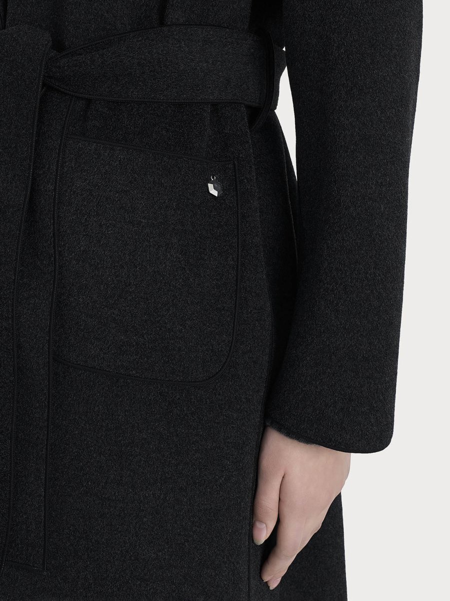 Cappotto lungo in Vegan Wool - Nero - immagine 4
