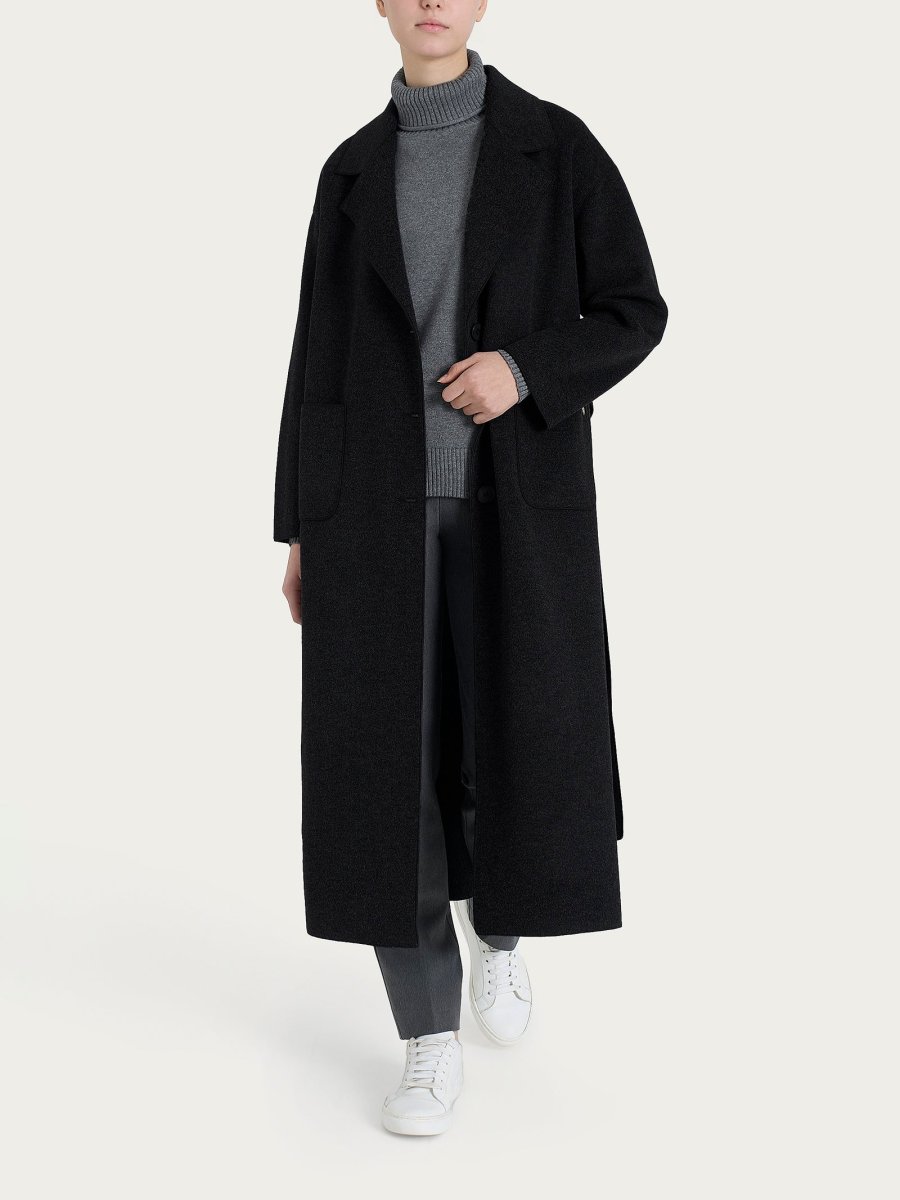 Cappotto lungo in Vegan Wool - Nero - immagine 5