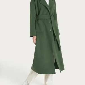Cappotto lungo in Vegan Wool - Bronze Green