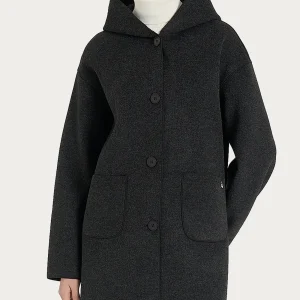 Giaccone con cappuccio in Vegan Wool - Oscuro Mel.