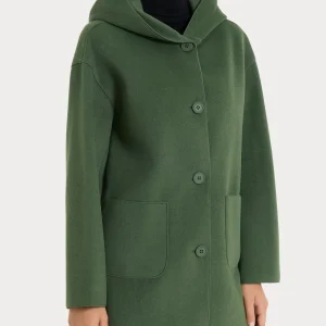 Giaccone con cappuccio in Vegan Wool - Bronze Green