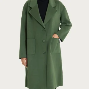 Cappotto con bottoni in Vegan Wool - Bronze Green