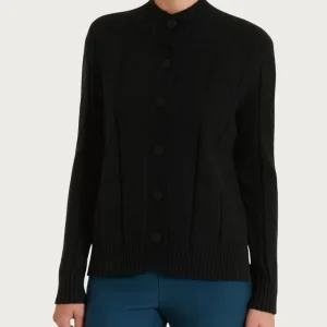 Cardigan aperto con punto spiga in Super Soft - Nero