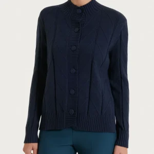 Cardigan aperto con punto spiga in Super Soft - Bleu