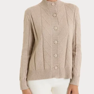 Cardigan aperto con punto spiga in Super Soft - Cammello Mel.