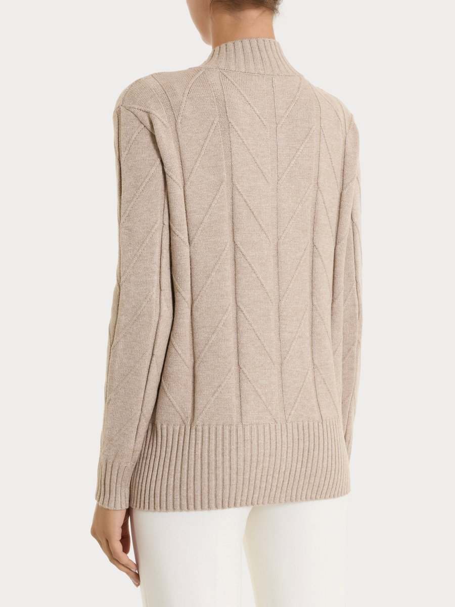 Cardigan aperto con punto spiga in Super Soft - Cammello Mel. - immagine 3