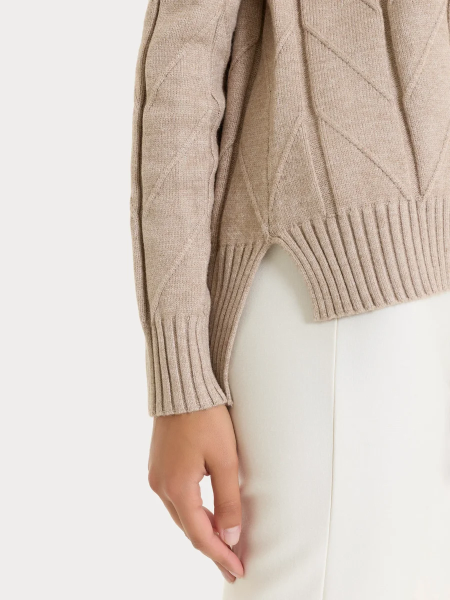 Cardigan aperto con punto spiga in Super Soft - Cammello Mel. - immagine 4