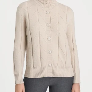 Cardigan aperto con punto spiga in Super Soft - Champignon