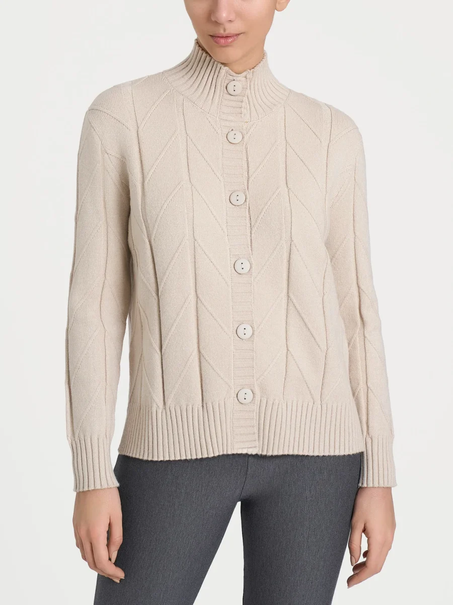 Cardigan aperto con punto spiga in Super Soft - Champignon - immagine 2