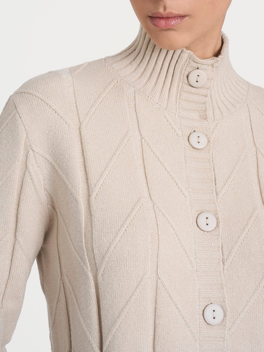 Cardigan aperto con punto spiga in Super Soft - Champignon - immagine 4