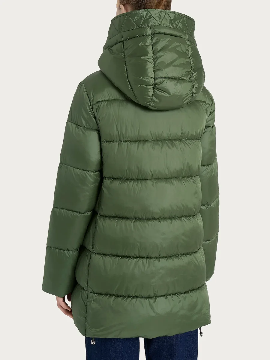 Piumino lungo con cappuccio in Vegan Down - Bronze Green - immagine 3