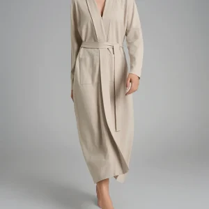 Vestaglia lunga con cintura in Super Soft - Champignon