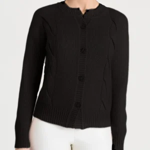 Cardigan corto con trecce laterali in Natural Soft - Nero