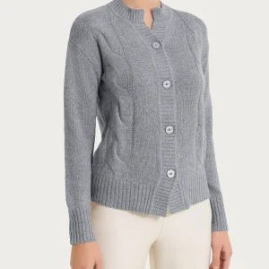 Cardigan corto con trecce laterali in Natural Soft - Ferro Mel.