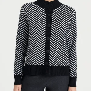 Cardigan corto con fantasia spigata in Super Soft - Fant.Nero