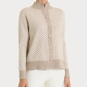 Cardigan corto con fantasia spigata in Super Soft - Fant.Cammello Mel.