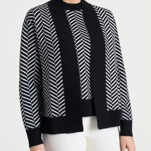 Cardigan aperto con fantasia spigata in Super Soft - Fant.Nero