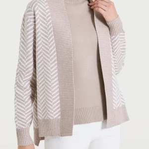 Cardigan aperto con fantasia spigata in Super Soft - Fant.Cammello Mel.