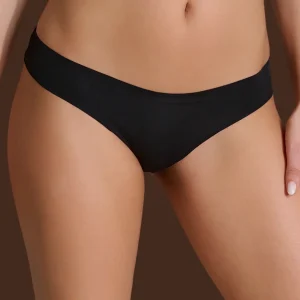 Slip brasiliano con taglio vivo in Microfibra Compact - Nero Bipack