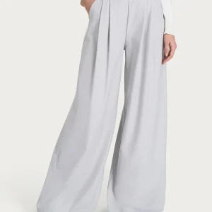 Pantalone a palazzo con tasche e pinces in Flannel Twill - Ghiaia Mel.