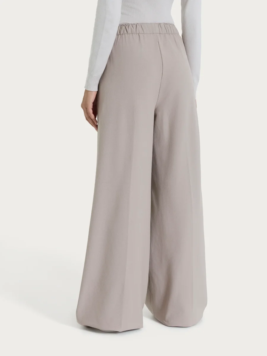 Pantalone a palazzo con tasche e pinces in Flannel Twill - Nude - immagine 3