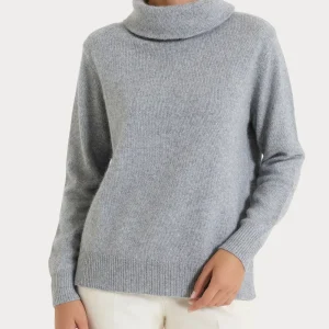 Maglia con collo a ciambella in Natural Soft - Ghiaia Mel.