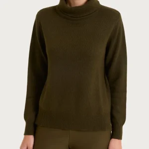 Maglia con collo a ciambella in Natural Soft - Dark Olive